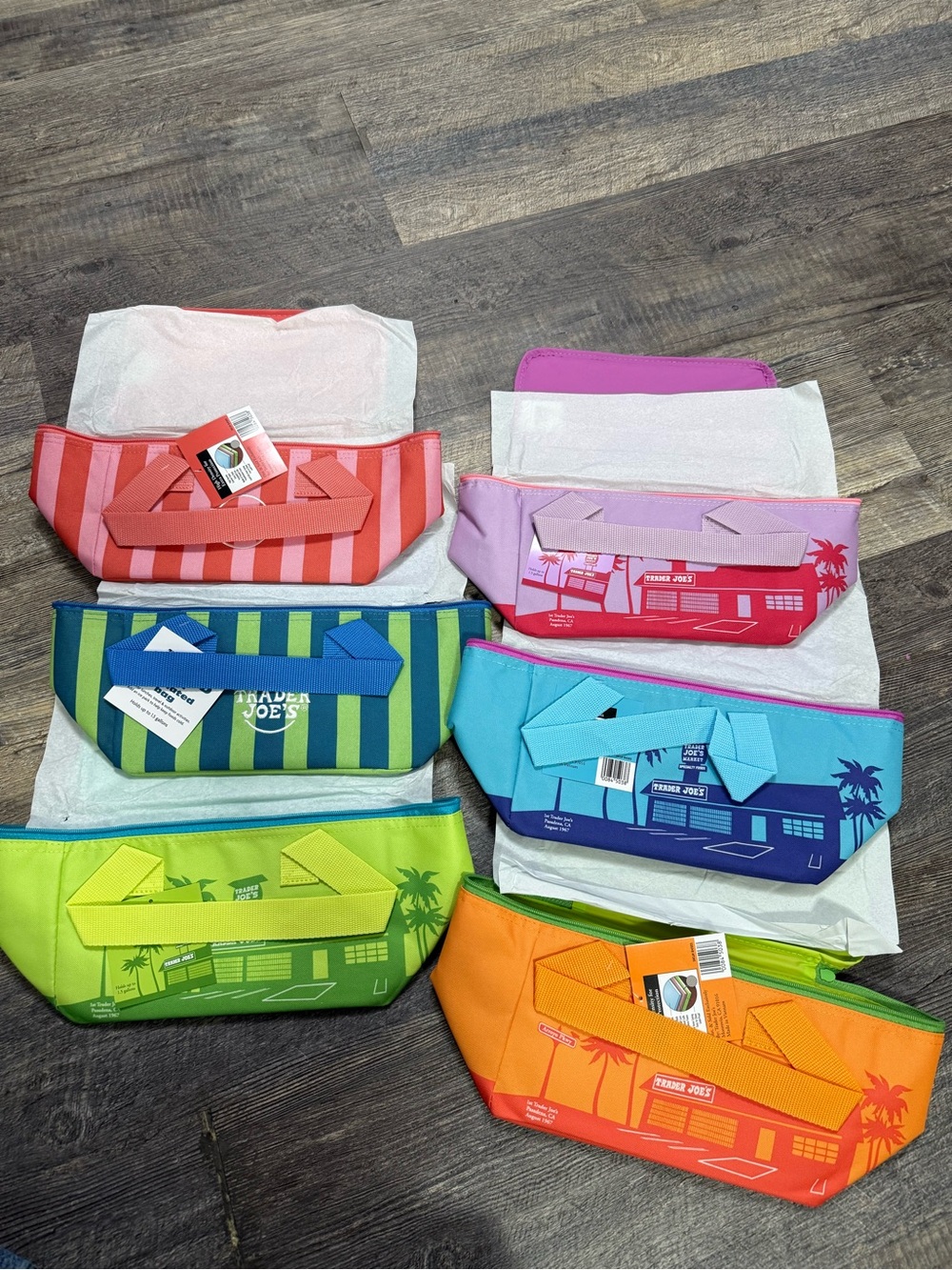All 6 Trader Joes mini insulated lunch bags new with tags